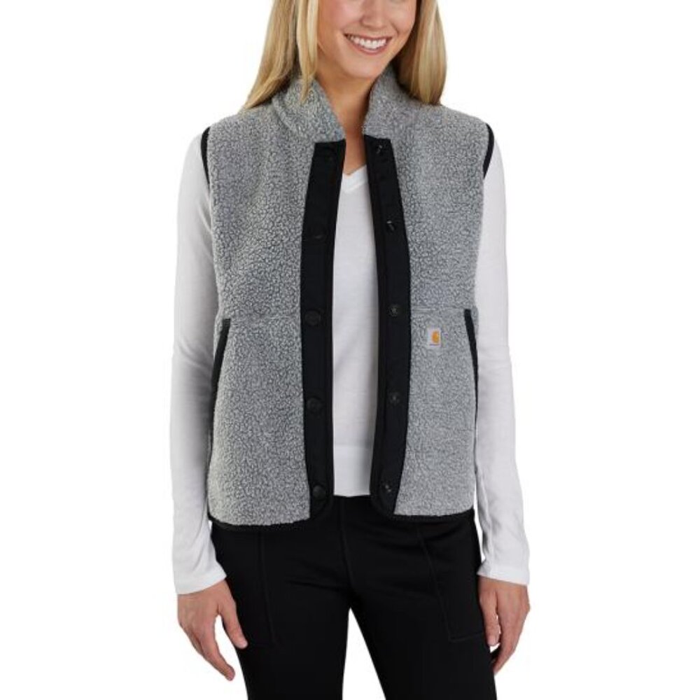 Carhartt Women's Relaxed Fit Fleece Snap-Front Vest XL Regular Fit - Grey